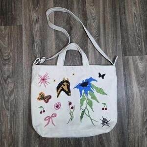 Baggu x Jessica Williams Embroidered Canvas Tote Bag Horizontal Duck Design Y2K